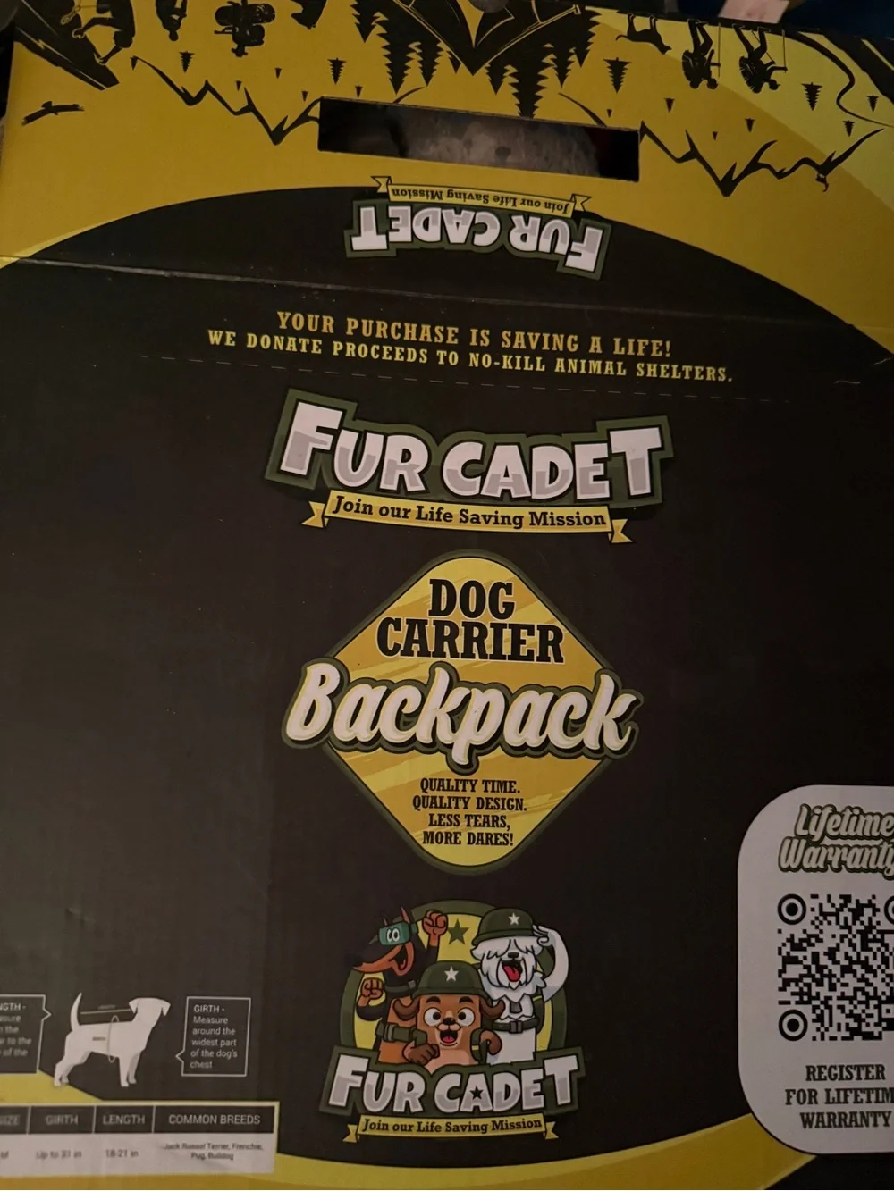 NIB Fur Cadet Backpack Dog Gray Black Medium reflective Carrier M Original Box